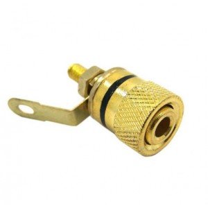 Borne Dourado para plug banana Preto LS-5007